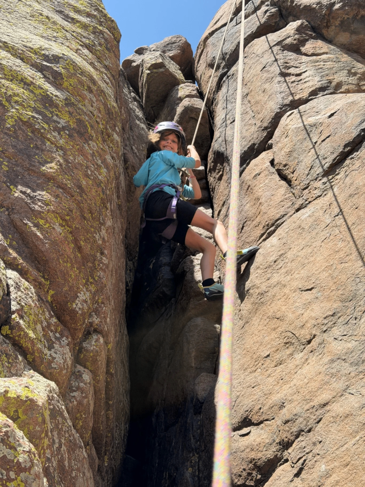 Chimney climb smiles